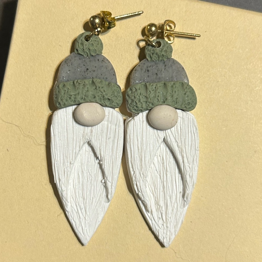 Gnome Christmas Clay Earrings